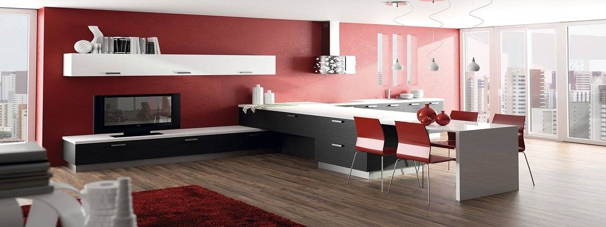 steel kitchen and living room of steel cupboards