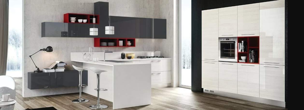 white colored luxurious steel kitchen