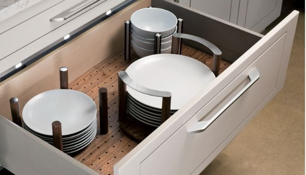 Wooden dish organizer from Kessebohmer  German fittings