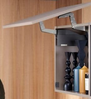 Wooden Modular Kitchens in India with Slant opening liftup from Grass