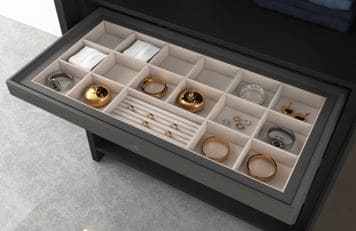 Organising jewellery and small ornament from Kessebohmer Stainless Steel Wardrobes